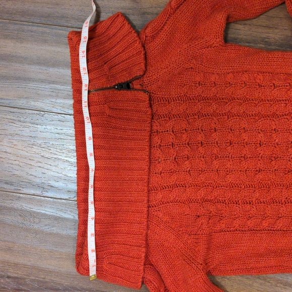 Orange Vintage Off the Shoulder Cable Knit Sweater - Picture 5 of 8